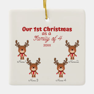 1. Weihnachten als Familie von 4 Ornamenten Keramikornament