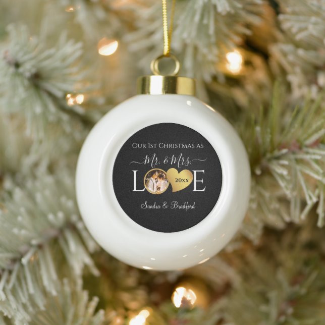 1. Weihnachten als Frau Newlyweds Holiday Keramik Kugel-Ornament (Baum)