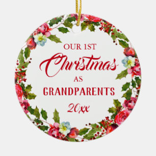 1. Weihnachten als Großeltern Foto Keramik Ornament