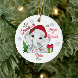 1. Weihnachten als Großeltern Niedlicher Elefant Keramik Ornament