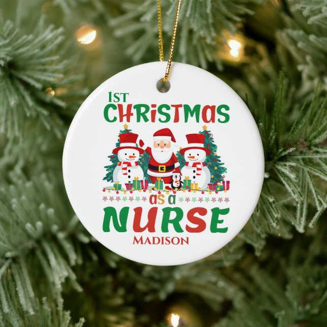 1. Weihnachten als Krankenpfleger Keramik Ornament (Baum)