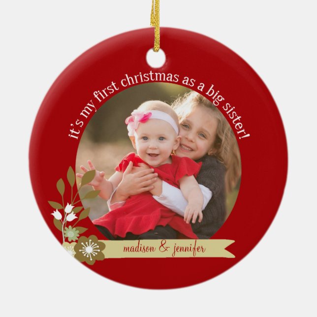1. Weihnachten als kundenspezifisches Foto/Name Keramik Ornament (Hinten)