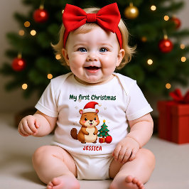 🎄1. Weihnachten, benutzerdefinierter Text, Baum-g Baby Strampler