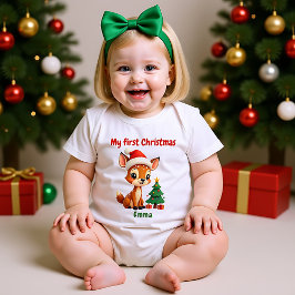 🎄1. Weihnachten, benutzerdefinierter Text, Doe-Re Baby Strampler