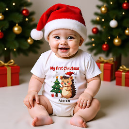 🎄1. Weihnachten, benutzerdefinierter Text, Holly  Baby Strampler