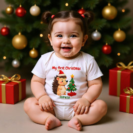 🎄1. Weihnachten, benutzerdefinierter Text, Prickl Baby Strampler