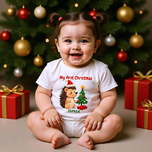🎄1. Weihnachten, benutzerdefinierter Text, Prickl Baby Strampler