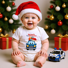 1. Weihnachten, benutzerdefinierter Text, Vroom fü Baby Strampler