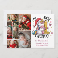 1. Weihnachten des Babys 6 Foto Rosa Gold Einhorn