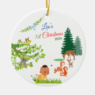 1. Weihnachten des Babys (Leo-Stil) Keramik Ornament