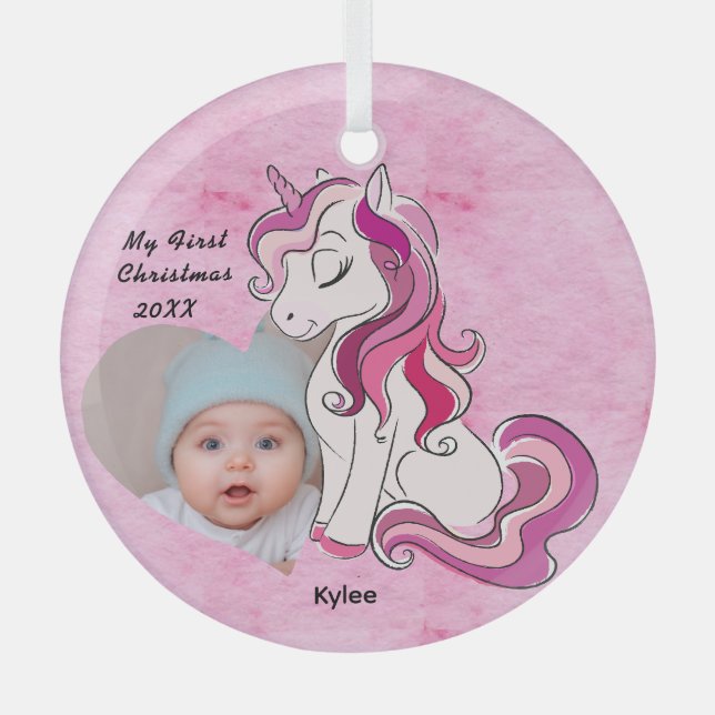 1. Weihnachten Foto - Personalisiertes Geschenk Ornament Aus Glas (Vorderseite)