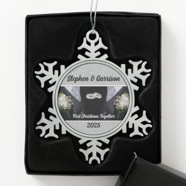1. Weihnachten für zwei Großräume Schneeflocken Zinn-Ornament (Box)
