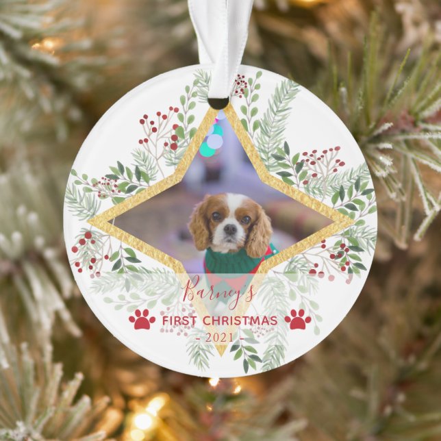 1. Weihnachten Haustiere Gold und Rote Ornamente (Baum)