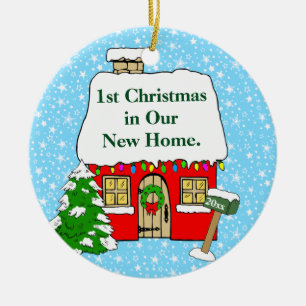 1. Weihnachten im neuen Zuhause Keramik Ornament