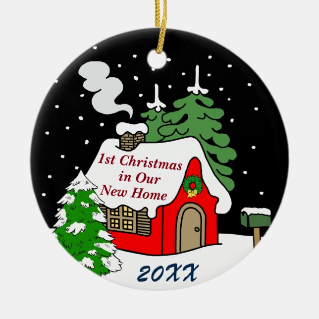 1. Weihnachten im neuen Zuhause Keramik Ornament (Vorne)