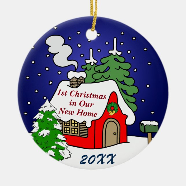1. Weihnachten im neuen Zuhause Keramik Ornament (Vorne)