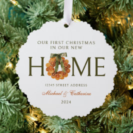 1. Weihnachten in New Zuhause Orange Kranz Ornament Karte