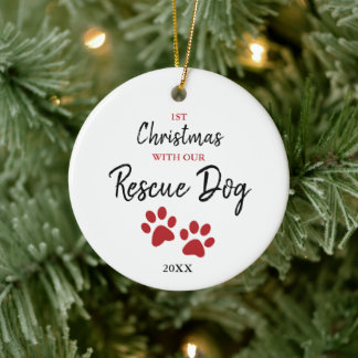 1. Weihnachten mit unserem Rettungshund Personalis Keramik Ornament