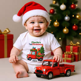 1. Weihnachten, personalisierbarer Text, Weihnacht Baby Strampler