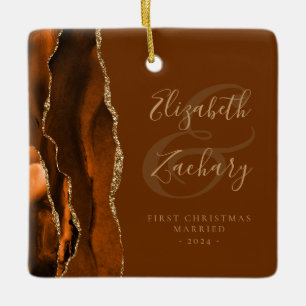 1. Weihnachten verheiratet Burnt Orange Achat Brau Keramikornament