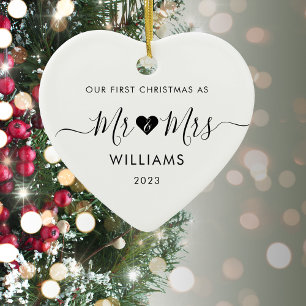 1. Weihnachten verheiratet Herr Frau Simple Heart  Keramik Ornament