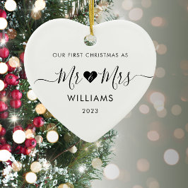 1. Weihnachten Verheiratet Mr. Simple Heart Foto Keramik Ornament