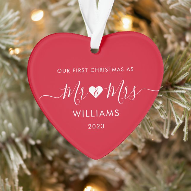 1. Weihnachten Verheiratet Mr. Simple Heart Foto Ornament (Baum)
