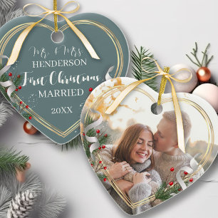 1. Weihnachten Verheiratet Newlyweds zweiseitig Ornament