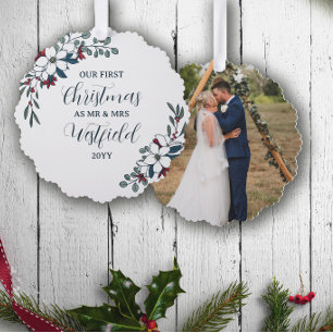 1. Weihnachten verheiratet Schöne Floralien Ornament Karte