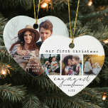1. Weihnachten Verlobt Minimal 4 Foto Herzlich Wil Keramik Ornament<br><div class="desc">Feiern Sie den fröhlichen 1. Urlaub Ihrer Verlobung mit einer maßgeschneiderten 4-Foto-Collage "Unser erstes Weihnachten Verlobt" herzförmige Keramik Ornament. Alle Texte und Bilder auf dieser Vorlage sind einfach zu personalisieren. (IMAGE PLACEMENT TIP: Eine einfache Möglichkeit, ein Bild genau so zu positionieren, wie Sie es gewollt haben, besteht darin, es einzuschneiden,...</div>