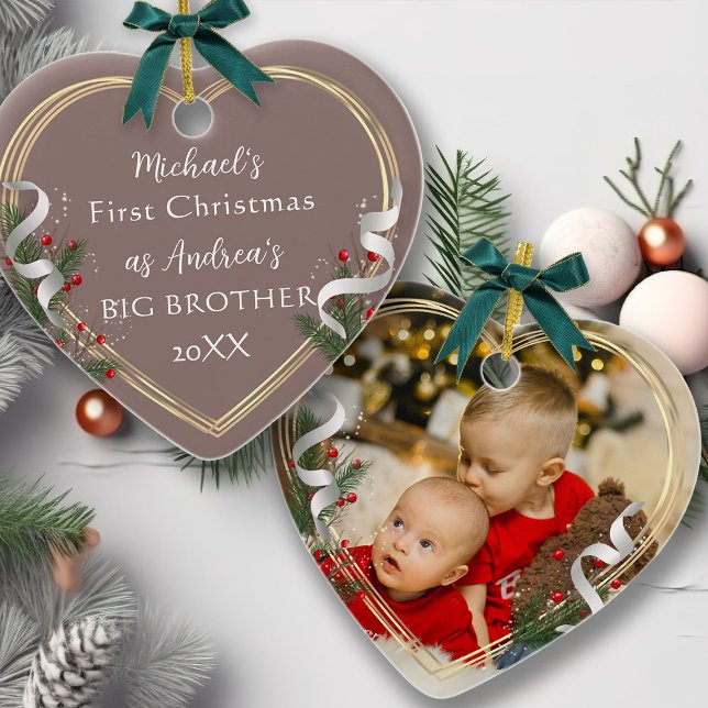 1. Weihnachts Big Brother Liebe Gold Frame Foto Keramik Ornament (Von Creator hochgeladen)