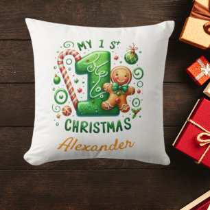 1. Weihnachts-Candy-Cane-Gingerbread-Foto Kissen