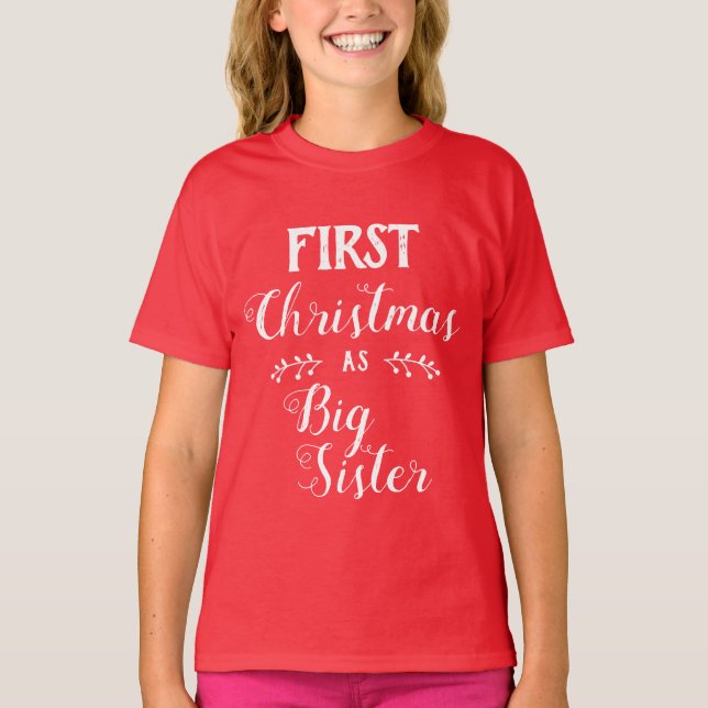 1. Weihnachts-Großschwesterfamilie passend White T T-Shirt (Vorderseite)