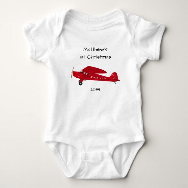 1. Weihnachts-Nordpol-Flugzeug Baby Boy Baby Strampler (Vorderseite)