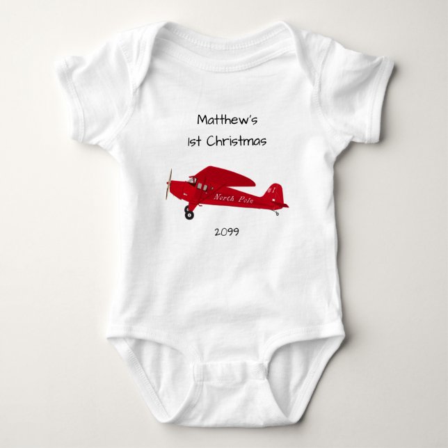 1. Weihnachts-Nordpol-Flugzeug Baby Boy Strampler (Vorderseite)