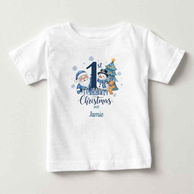 1. Weihnachts-T - Shirt Blue Personalize (Vorderseite)