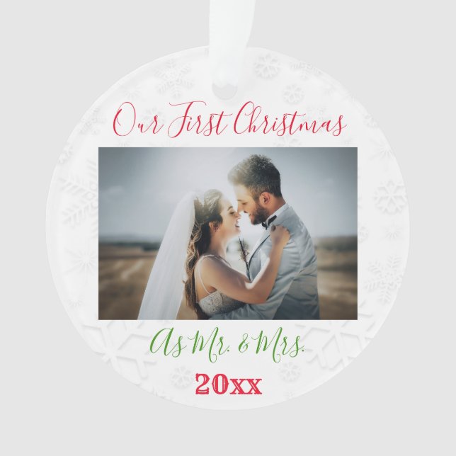 1. Weihnachts Verheiratetes Paar Foto Ornament (Vorderseite)