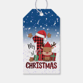 1. Weihnachts-Weihnachtsmannmütze Weißschneejunge Geschenkanhänger