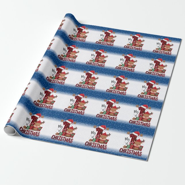 1. Weihnachts-Weihnachtsmannmütze Weißschneejunge  Geschenkpapier (Ungerollt)