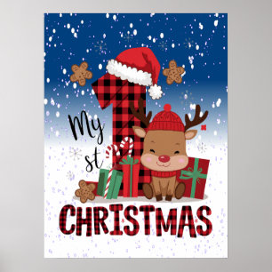 1. Weihnachts-Weihnachtsmannmütze Weißschneejunge Poster