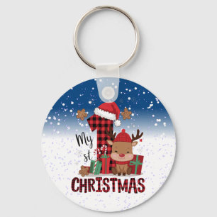 1. Weihnachts-Weihnachtsmannmütze Weißschneejunge  Schlüsselanhänger