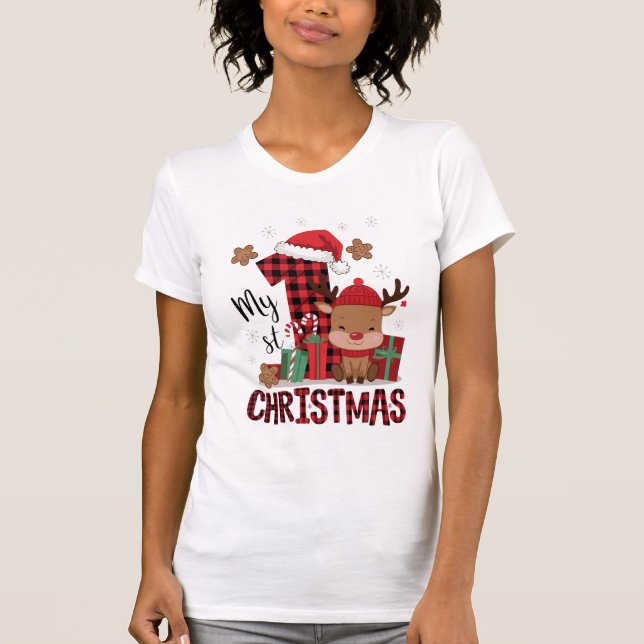 1. Weihnachts-Weihnachtsmannmütze Weißschneejunge  T-Shirt (Vorderseite)