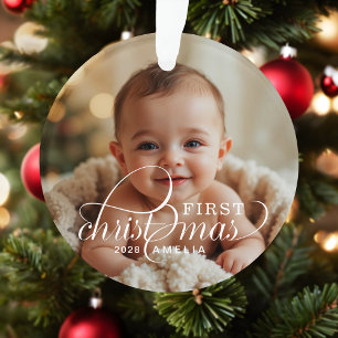 1. Weihnachtsbaby-Foto-Name Acryl Ornament
