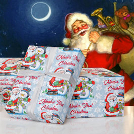 1. Weihnachtsbaby's Personalize Name Santa Claus Geschenkpapier
