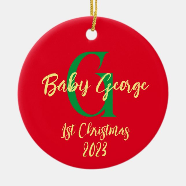 1. Weihnachtsbaumschmuck unisex Monogramm Keramik Ornament (Vorne)