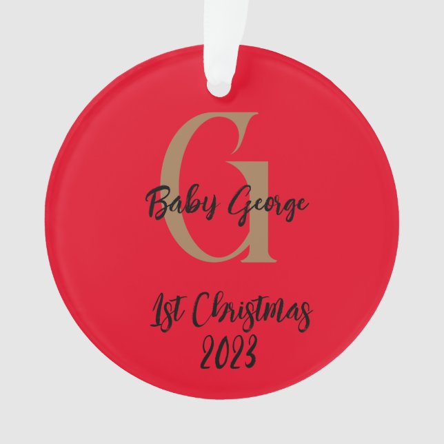 1. Weihnachtsbaumschmuck unisex Monogramm Ornament (Vorderseite)