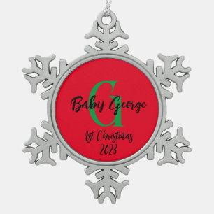1. Weihnachtsbaumschmuck unisex Monogramm Schneeflocken Zinn-Ornament