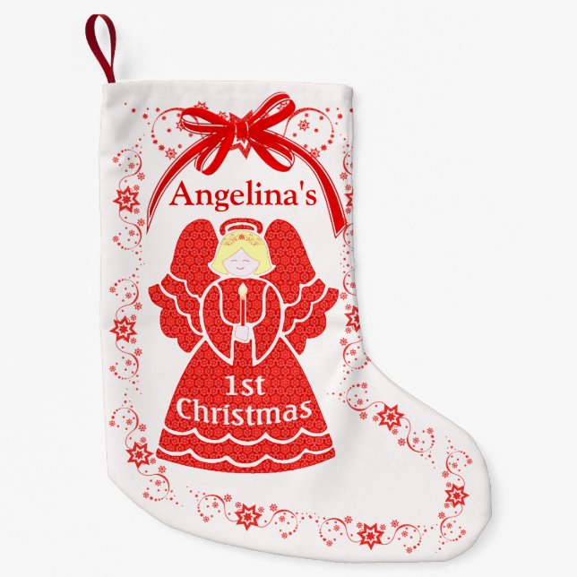 1. Weihnachtsengel für Baby-Mädchen-individuellen Kleiner Weihnachtsstrumpf (Vorderseite)