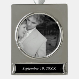 1. Weihnachtsfeier Hochzeit Sweetheart Foto Banner-Ornament Silber