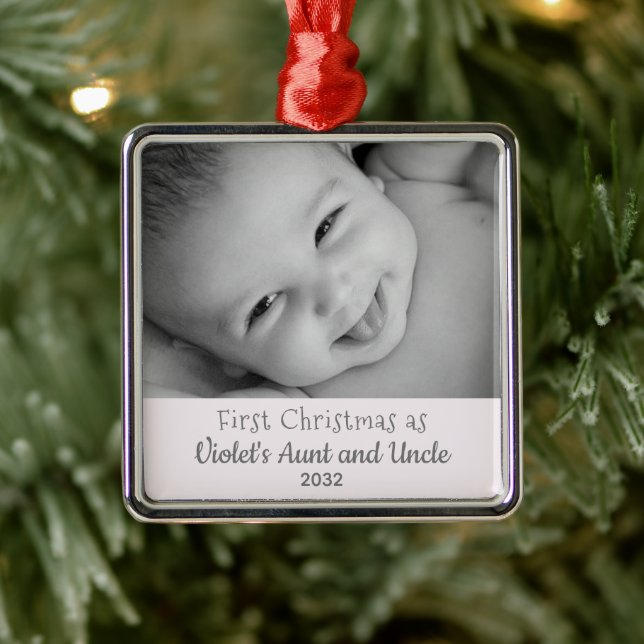 1. Weihnachtsfeiertag aus dem Nichte NameYear-Foto Ornament Aus Metall (Baum)